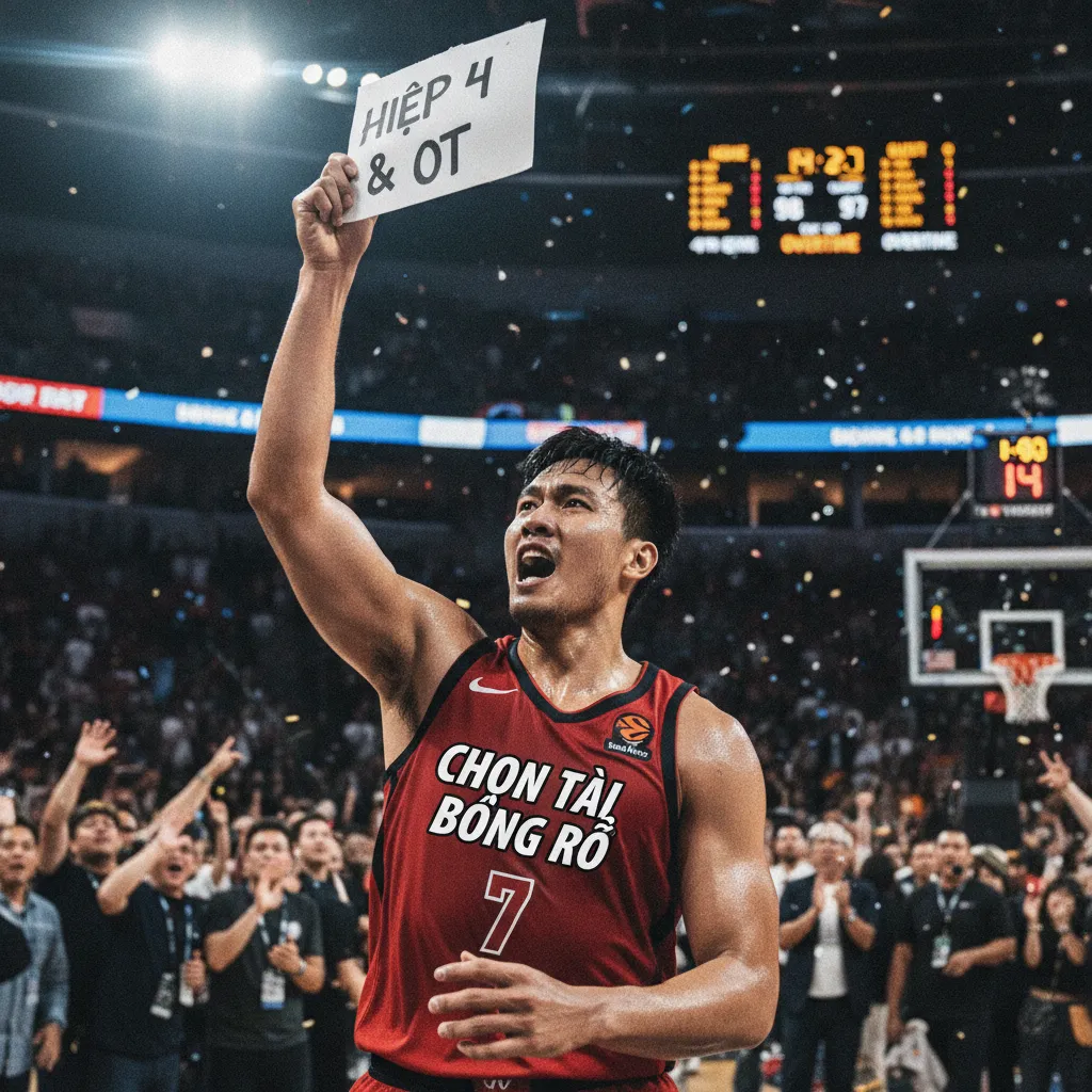 Bảng điểm điện tử hiển thị thông số trận đấu bóng rổ